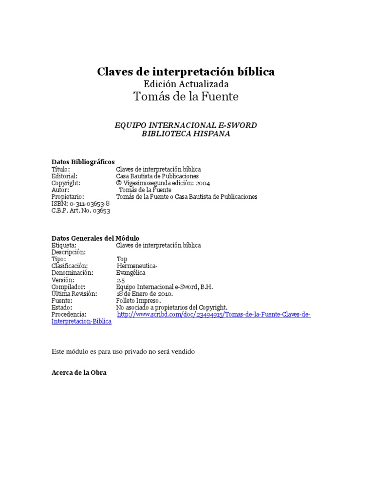 claves de interpretacion biblica tomas de la fuente